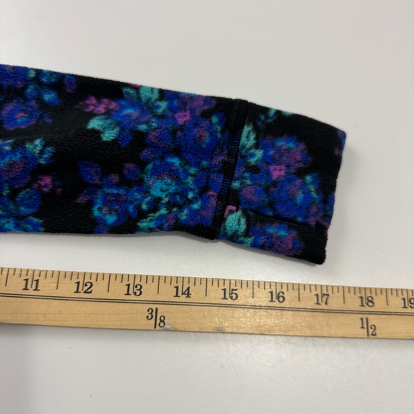 Burton Youth Girls Sz 8 Black Blue Floral Long Sleeve Fleece Base Layer Shirt - Picture 8 of 9